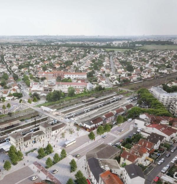 Vue aérienne Projet passerelle SNCF