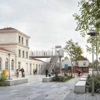 Vue parvis gare projet de passerelle - photo non contractuelle